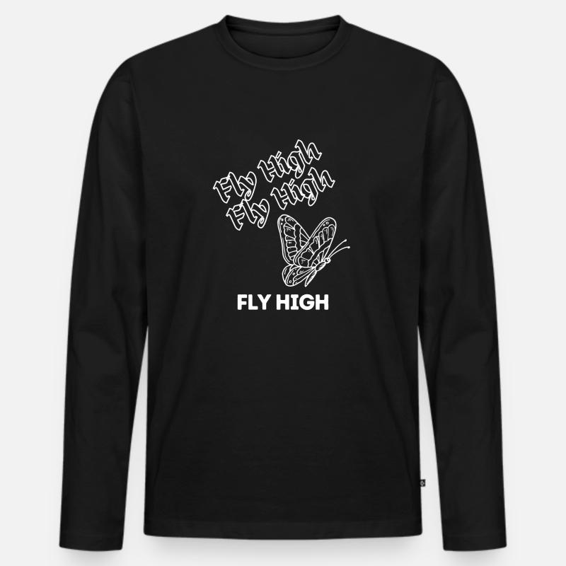 Fly High weiss - Männer Premium Bio Langarmshirt - Schwarz