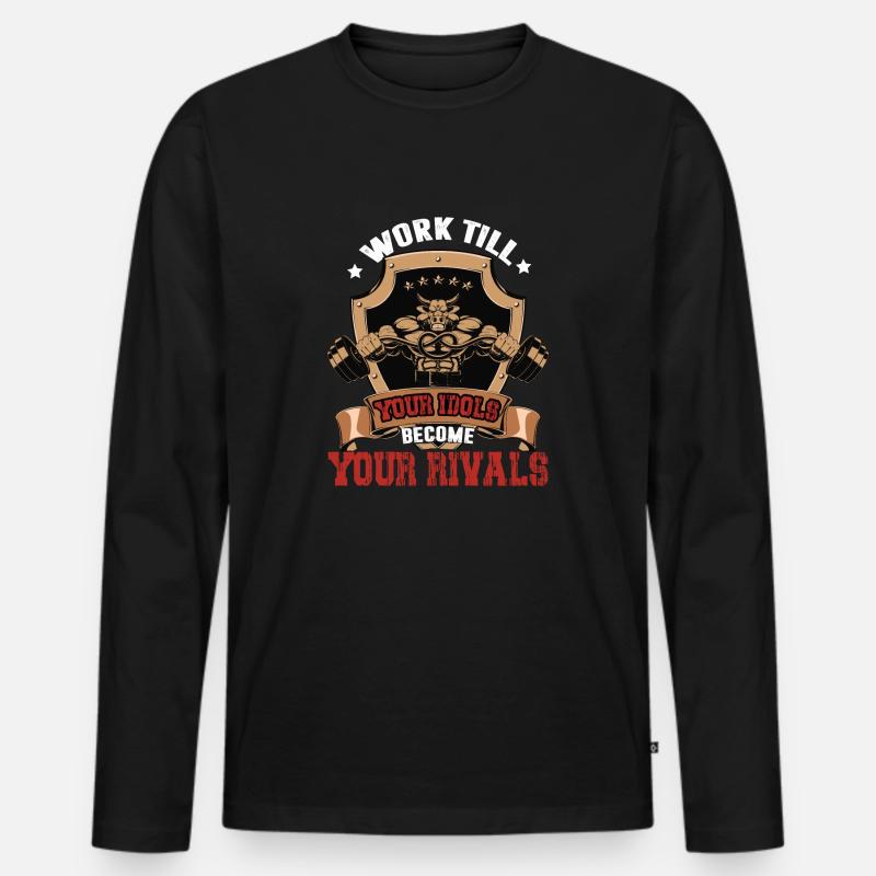 Deine Idole sind deine Gegner - Männer Premium Bio Langarmshirt - Schwarz
