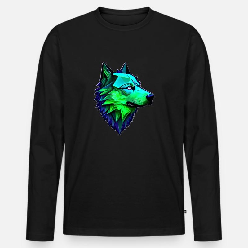 Wolf polygonale Form - Männer Premium Bio Langarmshirt - Schwarz