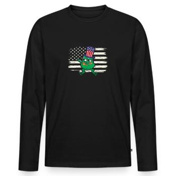 Dab Frog July 4 patriotic USA America - Men's Premium Organic Long Sleeve Shirt - black - Front - Nico (187cm)