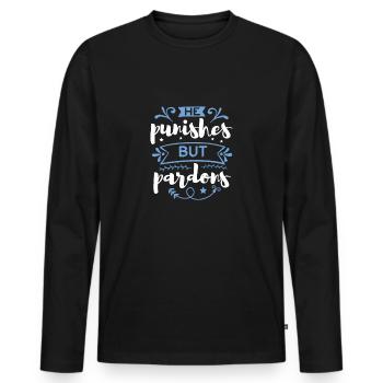 IL PURIFIE MAIS PARDONNE - T-shirt manches longues Premium bio Homme - noir - Devant - Nico (187cm)