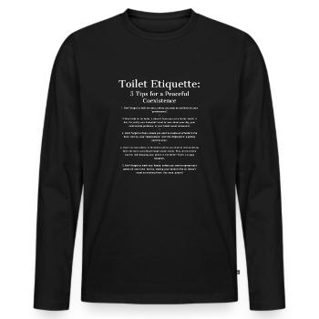Toilet Rules Funny Bathroom Saying - Men's Premium Organic Long Sleeve Shirt - black - Front - Nico (187cm)