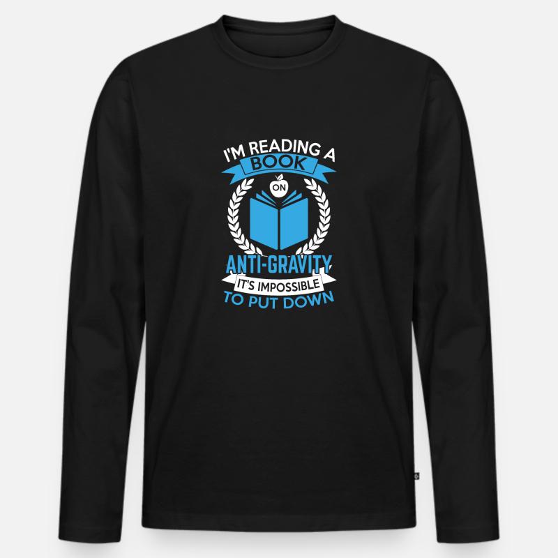 Funny Joke - Anti Gravity - Männer Premium Bio Langarmshirt - Schwarz