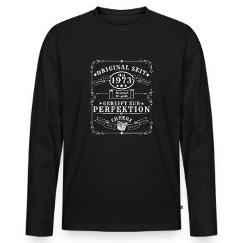 50 Jahre: Baujahr Mai 1973 - Whisky, Rum, Gin - Männer Premium Bio Langarmshirt - Schwarz - Vorne - Nico (187cm)