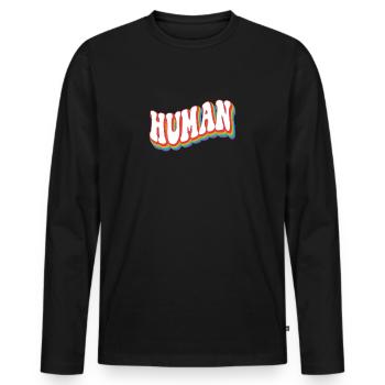 Humain - Pride Rainbow LGBTQ+ - T-shirt manches longues Premium bio Homme - noir - Devant - Nico (187cm)