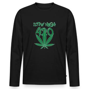 MARIHUANA SMOKE 420 CANNABIS WEED HANF DESIGN - Männer Premium Bio Langarmshirt - Schwarz - Vorne - Nico (187cm)