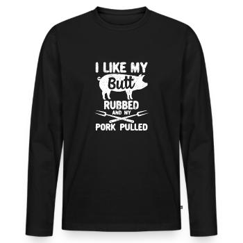 J’aime me frotter les fesses - T-shirt manches longues Premium bio Homme - noir - Devant - Nico (187cm)