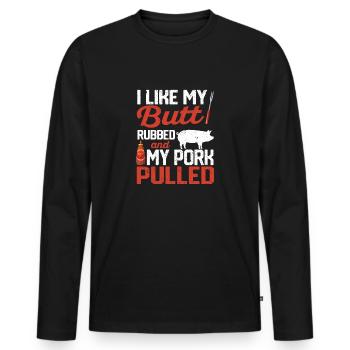 J’aime me frotter les fesses - T-shirt manches longues Premium bio Homme - noir - Devant - Nico (187cm)