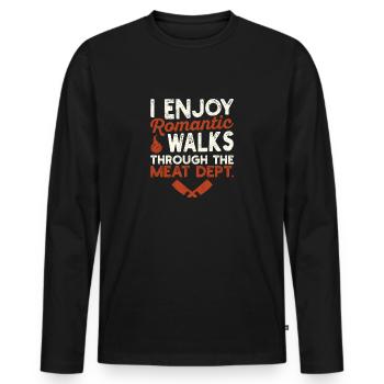 Ich genieße romantische Spaziergänge Lustige BBQ - Männer Premium Bio Langarmshirt - Schwarz - Vorne - Nico (187cm)
