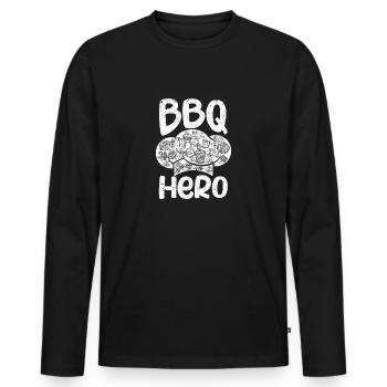 BBQ Hero Grill Experts Beef Smoker Grilling - Men's Premium Organic Long Sleeve Shirt - black - Front - Nico (187cm)