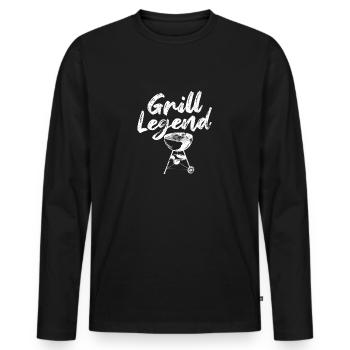 Grill Legend BBQ Meat Smoking Grilling Love - Men's Premium Organic Long Sleeve Shirt - black - Front - Nico (187cm)