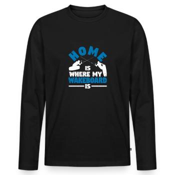 Home Is Where My Wakeboard Is Funny Wakeboarding - Men's Premium Organic Long Sleeve Shirt - black - Front - Nico (187cm)