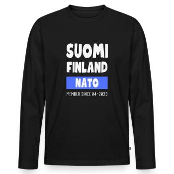 Finlande Finlande OTAN - Membre 04-2023 - T-shirt manches longues Premium bio Homme - noir - Devant - Nico (187cm)