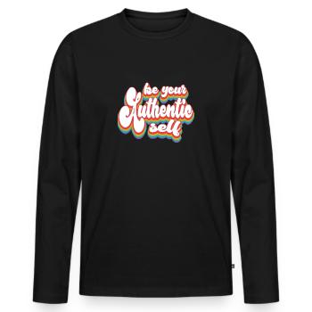 Pride Month LGBTQ - Be Your Authentic Self - Men's Premium Organic Long Sleeve Shirt - black - Front - Nico (187cm)
