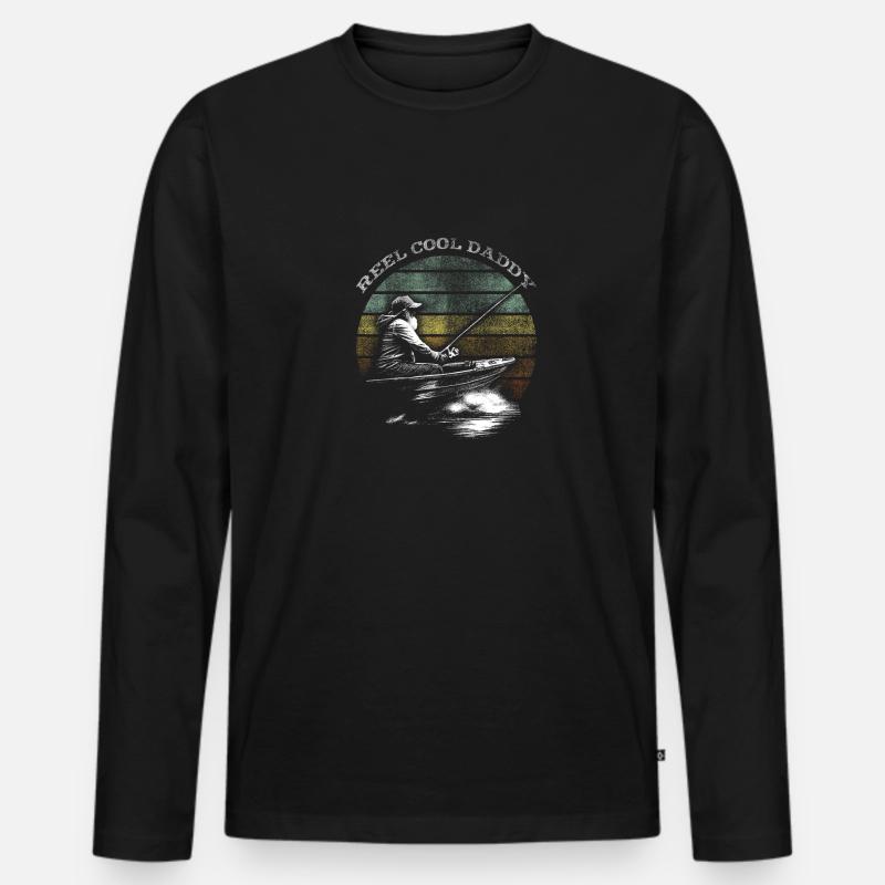 Fischer auf dem Boot - Männer Premium Bio Langarmshirt - Schwarz