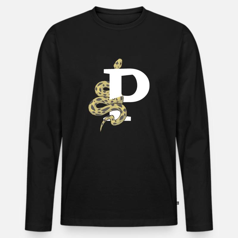 Buchstabe p Schlange - Männer Premium Bio Langarmshirt - Schwarz