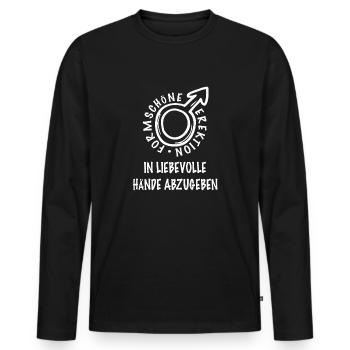Formschöne Erektion in liebevolle Hände abzugeben - Männer Premium Bio Langarmshirt - Schwarz - Vorne - Nico (187cm)