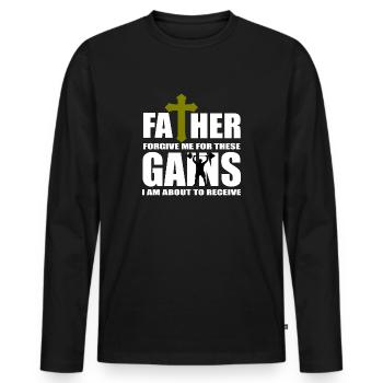 Logo für das Zitat des Fitnessstudios - Männer Premium Bio Langarmshirt - Schwarz - Vorne - Nico (187cm)