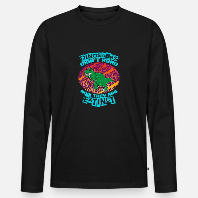 DINOSAUR 2 - Männer Premium Bio Langarmshirt - Schwarz