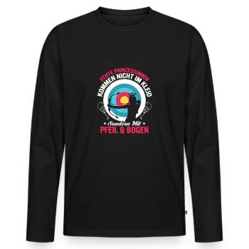 Echte Prinzessinen kommen mit Pfeil & Bogen Schies - Männer Premium Bio Langarmshirt - Schwarz - Vorne - Nico (187cm)