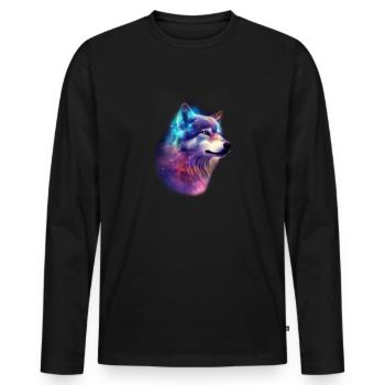 Wolf Galaxy Space Graphic Wolf Lover - T-shirt manches longues Premium bio Homme - noir - Devant - Nico (187cm)
