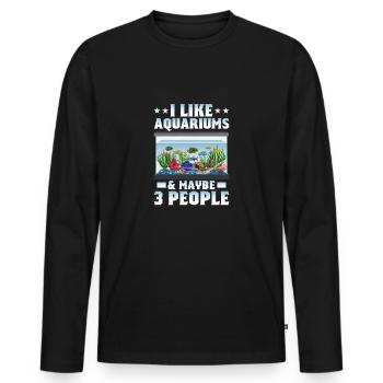 J’aime les aquariums et peut-être 3 personnes qui gardent des poissons - T-shirt manches longues Premium bio Homme - noir - Devant - Nico (187cm)