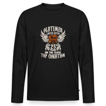 25 years oldtimer birthday rocker biker fan - Männer Premium Bio Langarmshirt - Schwarz - Vorne - Nico (187cm)