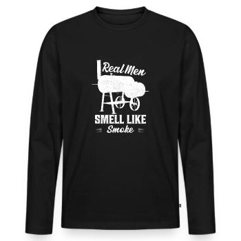 Real Men Smell Like Smoke Grilling BBQ Smoker - Männer Premium Bio Langarmshirt - Schwarz - Vorne - Nico (187cm)