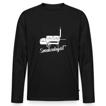 Smokeologist Smoker BBQ Grilling - Männer Premium Bio Langarmshirt - Schwarz - Vorne - Nico (187cm)