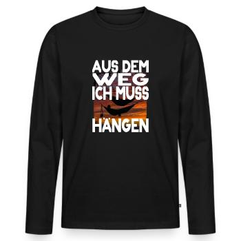 Survival Outdoor Hängematte Spruch Wald Wildnis - Männer Premium Bio Langarmshirt - Schwarz - Vorne - Nico (187cm)