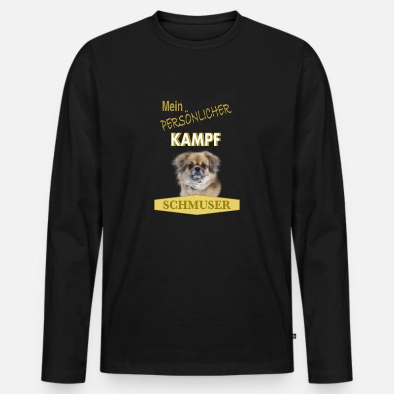 Persönlicher Kampfschmuser - Tibet Spaniel - Männer Premium Bio Langarmshirt - Schwarz
