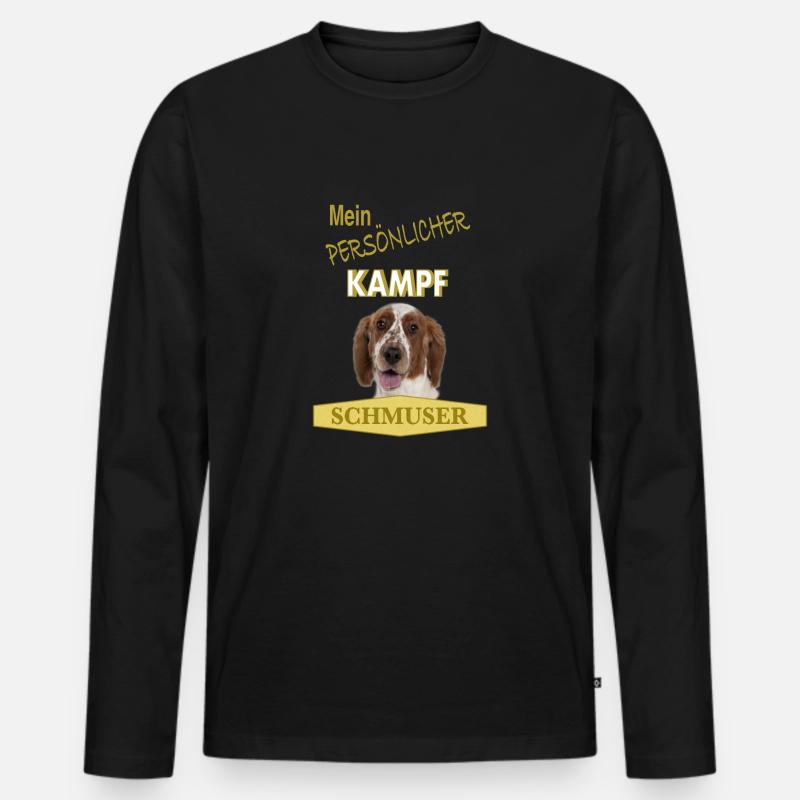 Persönlicher Kampfschmuser - Springer Spaniel - Männer Premium Bio Langarmshirt - Schwarz