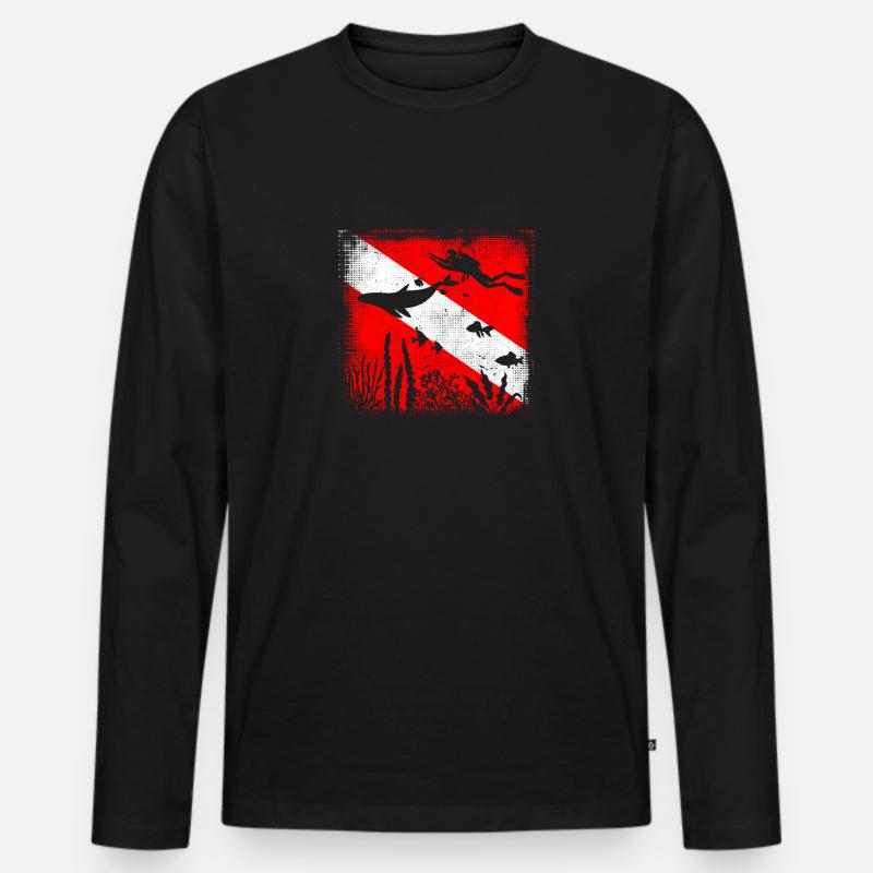 Scuba Dive Flag Deep Diving Divemaster Instructor - Men's Premium Organic Long Sleeve Shirt - black