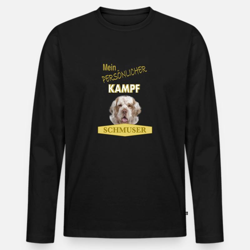 Mein Persönlicher Kampfschmuser - Clumber Spaniel - Männer Premium Bio Langarmshirt - Schwarz