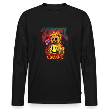 Bearstreet - Men's Premium Organic Long Sleeve Shirt - black - Front - Nico (187cm)