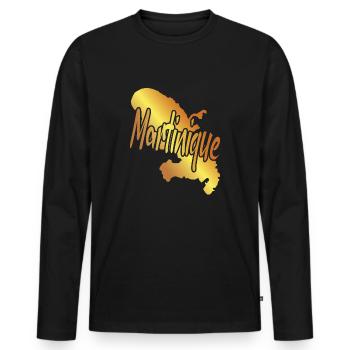 schöne Idee von Original Geschenk aus Martinique - Männer Premium Bio Langarmshirt - Schwarz - Vorne - Nico (187cm)