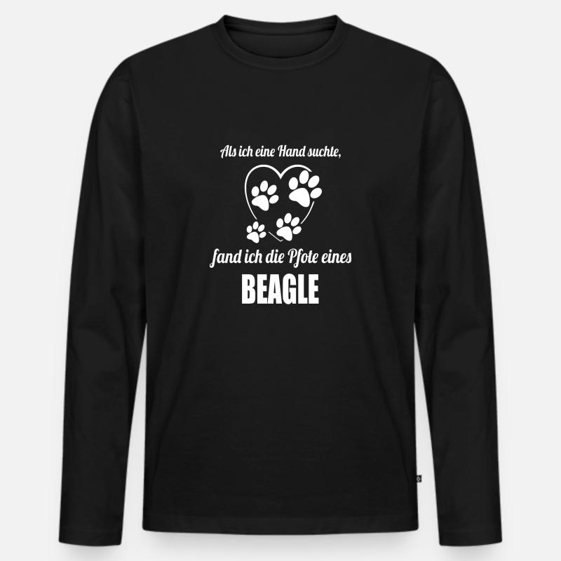 Hand & Pfote - Spruch - Beagle - Männer Premium Bio Langarmshirt - Schwarz