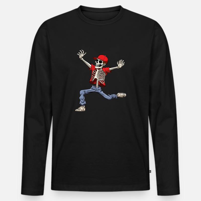 Tanzendes Skelett Hip-Hop - Männer Premium Bio Langarmshirt - Schwarz