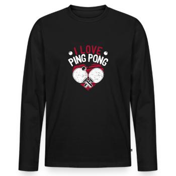 I Love Ping Pong Red Heart Funny Table Tennis - Men's Premium Organic Long Sleeve Shirt - black - Front - Nico (187cm)