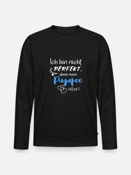 Perfekter Pugapoo - Pudel Mops Mix - Männer Premium Bio Langarmshirt - Schwarz
