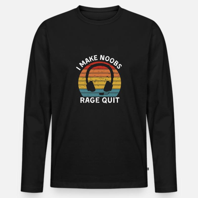I make noobs rage quit - Männer Premium Bio Langarmshirt - Schwarz