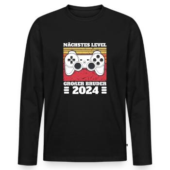 Nächste Level Großer Bruder 2024 - Männer Premium Bio Langarmshirt - Schwarz - Vorne - Nico (187cm)
