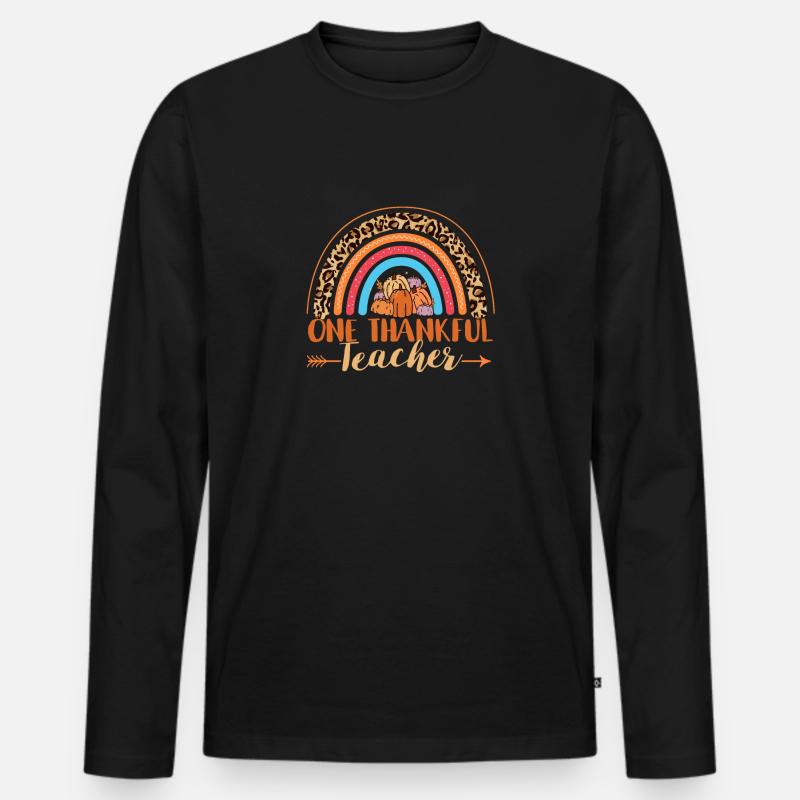 Ein dankbarer Lehrer Regenbogen-Leopard-Lehrer - Männer Premium Bio Langarmshirt - Schwarz