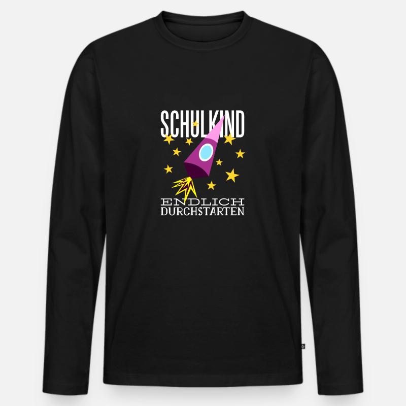 Schulkind Endlich Durchstarten - Männer Premium Bio Langarmshirt - Schwarz