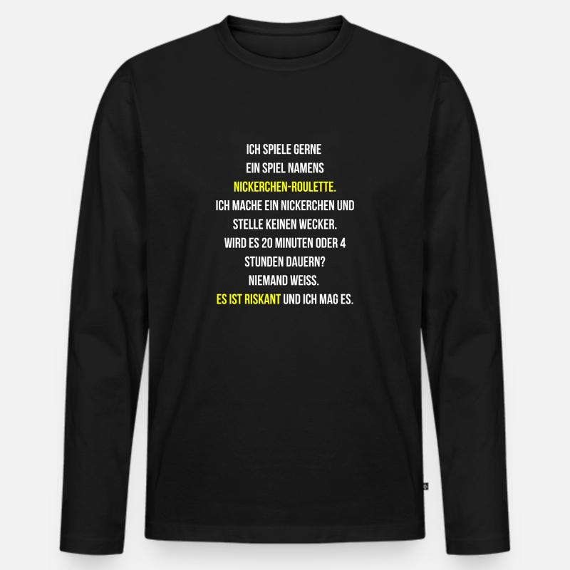 Schlafen müde Spruch - Männer Premium Bio Langarmshirt - Schwarz