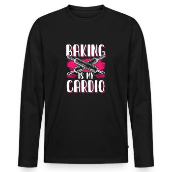 Baking is my Cardio - Men's Premium Organic Long Sleeve Shirt - black - Front - Nico (187cm)