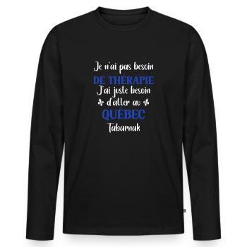 J'me barre au quebec - T-shirt manches longues Premium bio Homme - noir - Devant - Nico (187cm)