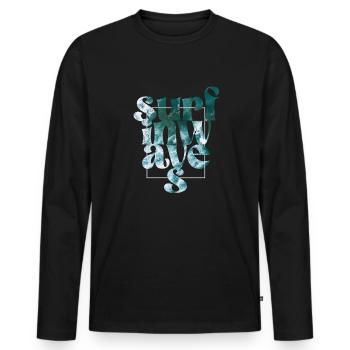 wAvEs - Männer Premium Bio Langarmshirt - Schwarz - Vorne - Nico (187cm)