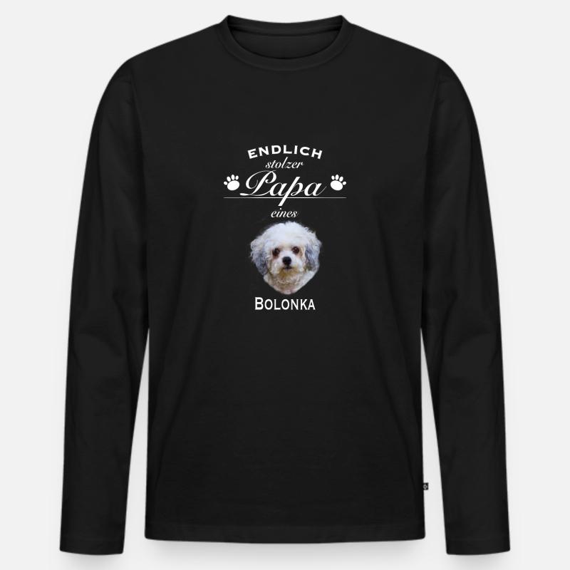 Endlich stolzer Papa - Bolonka - Männer Premium Bio Langarmshirt - Schwarz