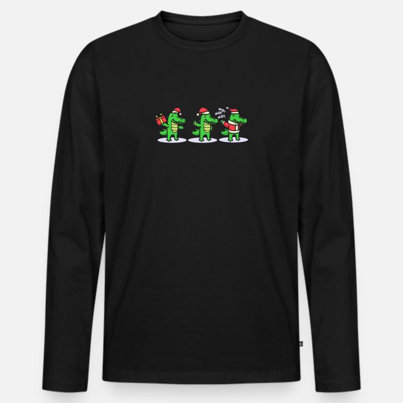 3 Weihnachtskrokodile Weihnachtsmann Xmas - Männer Premium Bio Langarmshirt - Schwarz